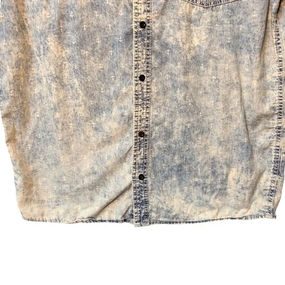 Vintage Company 81 Button Down Shirt Mens Large Blue Y2K Acid Wash Anchor Print - Picture 3 of 15